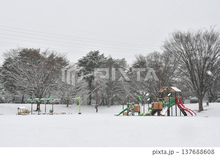雪の樹林公園の遊具_10 137688608