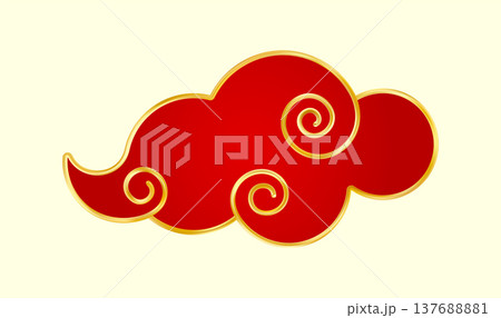 Red Gold traditional Chinese cloud. Luxury gradient element Red Gold traditional Chinese cloud. Luxury gradient element 137688881