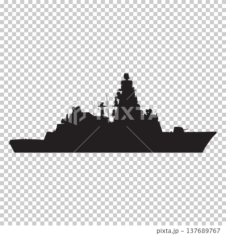 Silhouette of a large warship Silhouette of a large warship 137689767