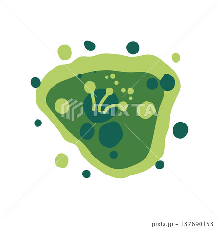 Microscopic mold colony in a damp indoor environment shows green and black fungus growth. Vector illustration. 137690153