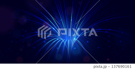 Blue curve lines with lighting effect on dark background. 137690161