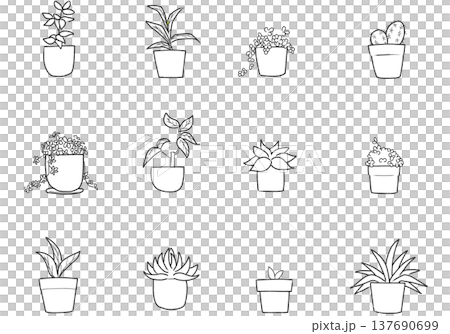 Potted plant (black and white) 137690699