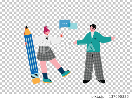 高中男生和女生對話結束時的插圖 高中男生和女生對話結束時的插圖 137690826