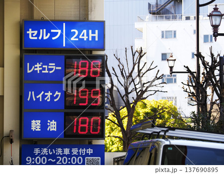 アメリカ・イラン戦争で急騰したガソリン価格 アメリカ・イラン戦争で急騰したガソリン価格 137690895