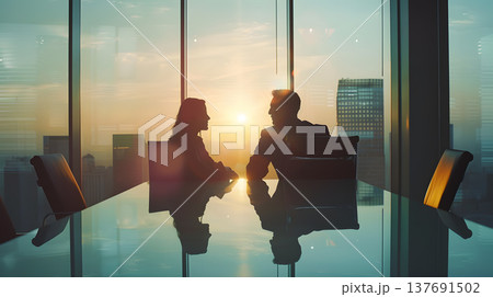 Negotiation, CEO and CFO negotiating strategy in a modern office 137691502