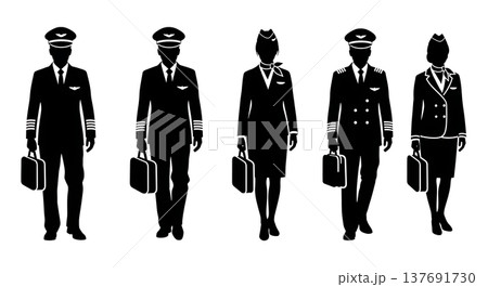 Black Solid Camper Silhouettes Set of Six on White Background 137691730