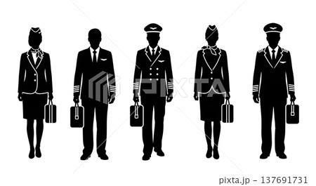 Black Solid Camper Silhouettes Set of Six on White Background 137691731