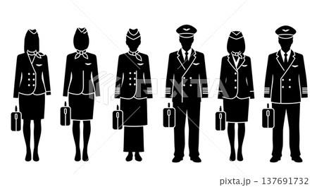 Black Solid Camper Silhouettes Set of Six on White Background 137691732