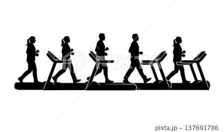 Black Solid Cardiac Test Silhouettes Set of Six on White Background Black Solid Cardiac Test Silhouettes Set of Six on White Background 137691786
