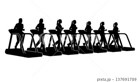 Black Solid Cardiac Test Silhouettes Set of Six on White Background 137691789