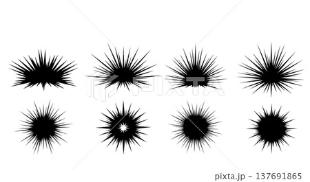 Black Solid Celestial Starburst Silhouettes Set of Six on White Background 137691865