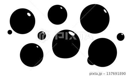 Black Solid Abstract Circular Orb Silhouettes Set of Six on White Background Black Solid Abstract Circular Orb Silhouettes Set of Six on White Background 137691890