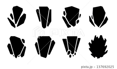 Black Solid Abstract Smoke Vapor Silhouettes Set of Six on White Background Black Solid Abstract Smoke Vapor Silhouettes Set of Six on White Background 137692025