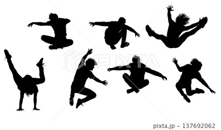 Black Solid Rock and Roll Silhouettes Set of Six on White Background Black Solid Rock and Roll Silhouettes Set of Six on White Background 137692062