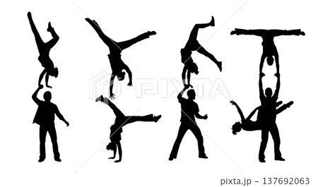 Black Solid Rock and Roll Silhouettes Set of Six on White Background 137692063