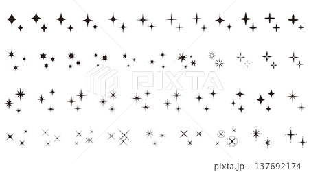 キラキラマークのイラストセット（ブラック） 137692174