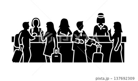 Black Solid Ticket Counter Silhouettes Set of Six on White Background 137692309