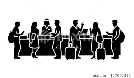 Black Solid Ticket Counter Silhouettes Set of Six on White Background Black Solid Ticket Counter Silhouettes Set of Six on White Background 137692310