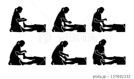 Black Solid Anesthesiologist Silhouettes Set of Six on White Background Black Solid Anesthesiologist Silhouettes Set of Six on White Background 137692332