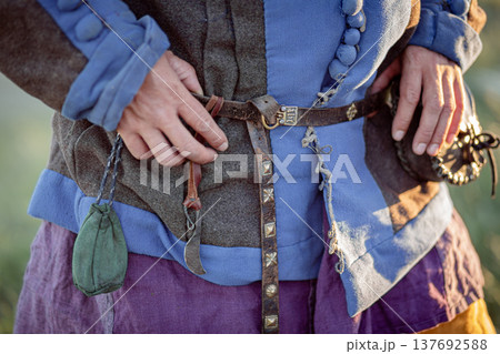 Close-up of a medieval warrior's uniform 137692588
