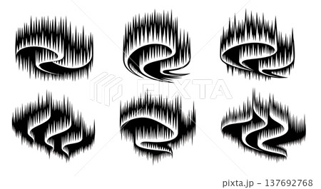 Assortment of Six Aurora Borealis Northern Lights Silhouettes Assortment of Six Aurora Borealis Northern Lights Silhouettes 137692768
