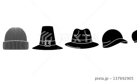 Black Solid Autumn and Fall Themed Headwear Silhouette Icons 137692905