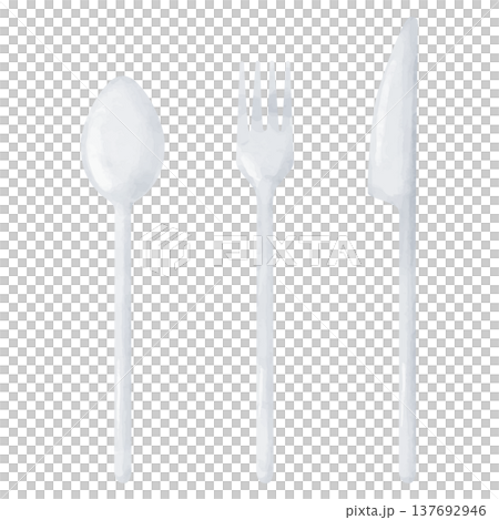 水彩画風のシルバーのカトラリーのイラストセット 水彩画風のシルバーのカトラリーのイラストセット 137692946