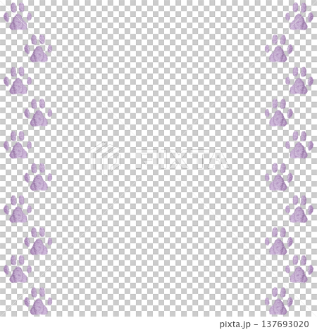 [Pastel Purple Paw Print Frame] Hand-Embroidered Illustration Material 137693020