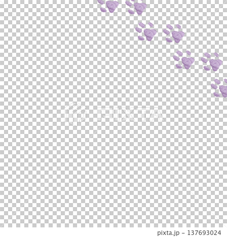 [Pastel Purple Paw Print Frame] Hand-Embroidered Illustration Material 137693024