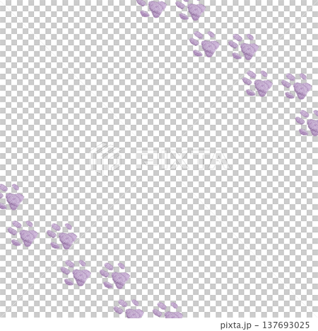 [Pastel Purple Paw Print Frame] Hand-Embroidered Illustration Material 137693025