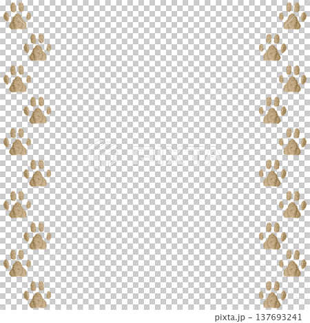 [Beige paw print frame] Hand-embroidered illustration material 137693241