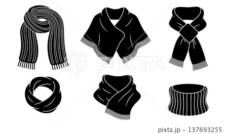 Black Solid Cozy Autumn Scarf and Shawl Silhouette Fashion Icons 137693255