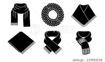 Black Solid Cozy Autumn Scarf and Shawl Silhouette Fashion Icons 137693258