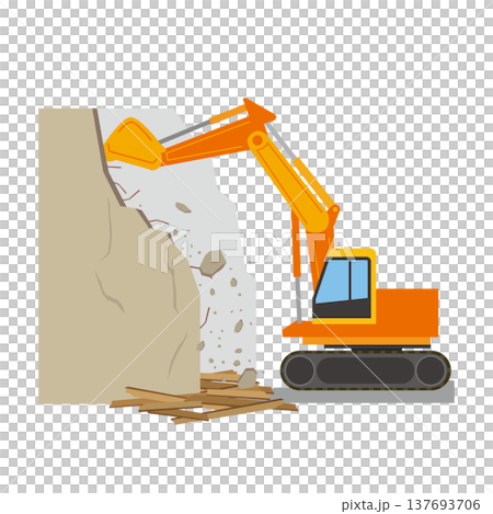 解体工事とショベルカー 137693706