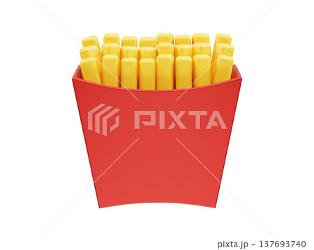 French potato pack fry box icon. French fry icon 3d rendering French potato pack fry box icon. French fry icon 3d rendering 137693740