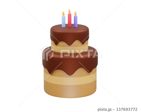 Birthday cake icon set with candles illustration 3d rendering 137693772