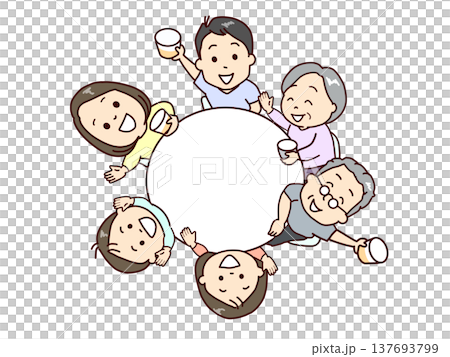 家族団らん、会話を楽しむ仲良し家族 137693799