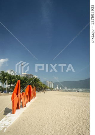 view of my khe beach tourist area in danang vietnam on sunny day view of my khe beach tourist area in danang vietnam on sunny day 137693933