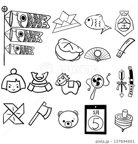 手描きのシンプルな線画アイコンセット 手描きのシンプルな線画アイコンセット 137694881