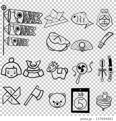 手描きのシンプルな線画アイコンセット 手描きのシンプルな線画アイコンセット 137694881
