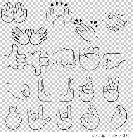ハンドサインのアイコンセット 137694883