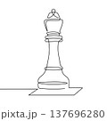 Continuous line drawing of chess piece. Chess queen. Minimalist black linear sketch isolated on white background. Hand drawn vector illustration. 137696280