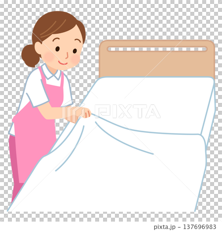 女性護理員正在更換床單，護士，護理員 137696983