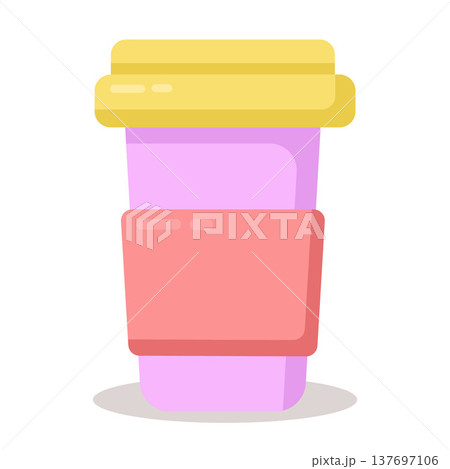 Bright coffee cup hot drink colorful cafe beverage cozy morning concept 137697106