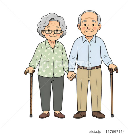 おじいさんとおばあさん（手つなぎ） 137697154