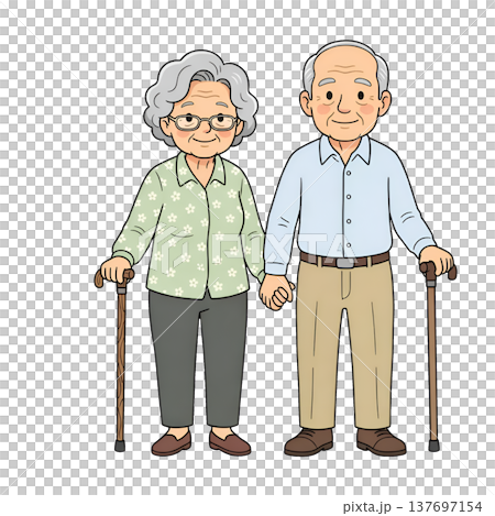 おじいさんとおばあさん（手つなぎ） 137697154