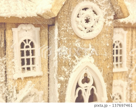 enchanting snowy gingerbread cathedral closeup featuring ornate gothic windows and frosty rose motifs perfect for holiday wallpapers and festive editorial illustrations enchanting snowy gingerbread cathedral closeup featuring ornate gothic windows and frosty rose motifs perfect for holiday wallpapers and festive editorial illustrations 137697461