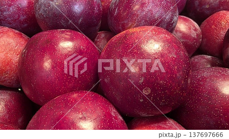 Fresh Red Plums Close-Up 137697666