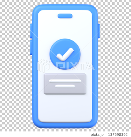 3D checkmark and smartphone icon 3D checkmark and smartphone icon 137698392