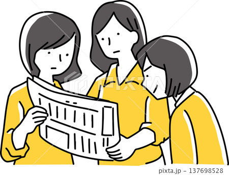 新聞を読む3人の女性 新聞を読む3人の女性 137698528